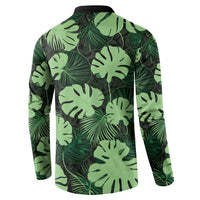 Green Hawaii Kukui Nut Lei Button Sweatshirt Hawaiian Pattern Monstera Tropical Vibes - Polynesian Pride