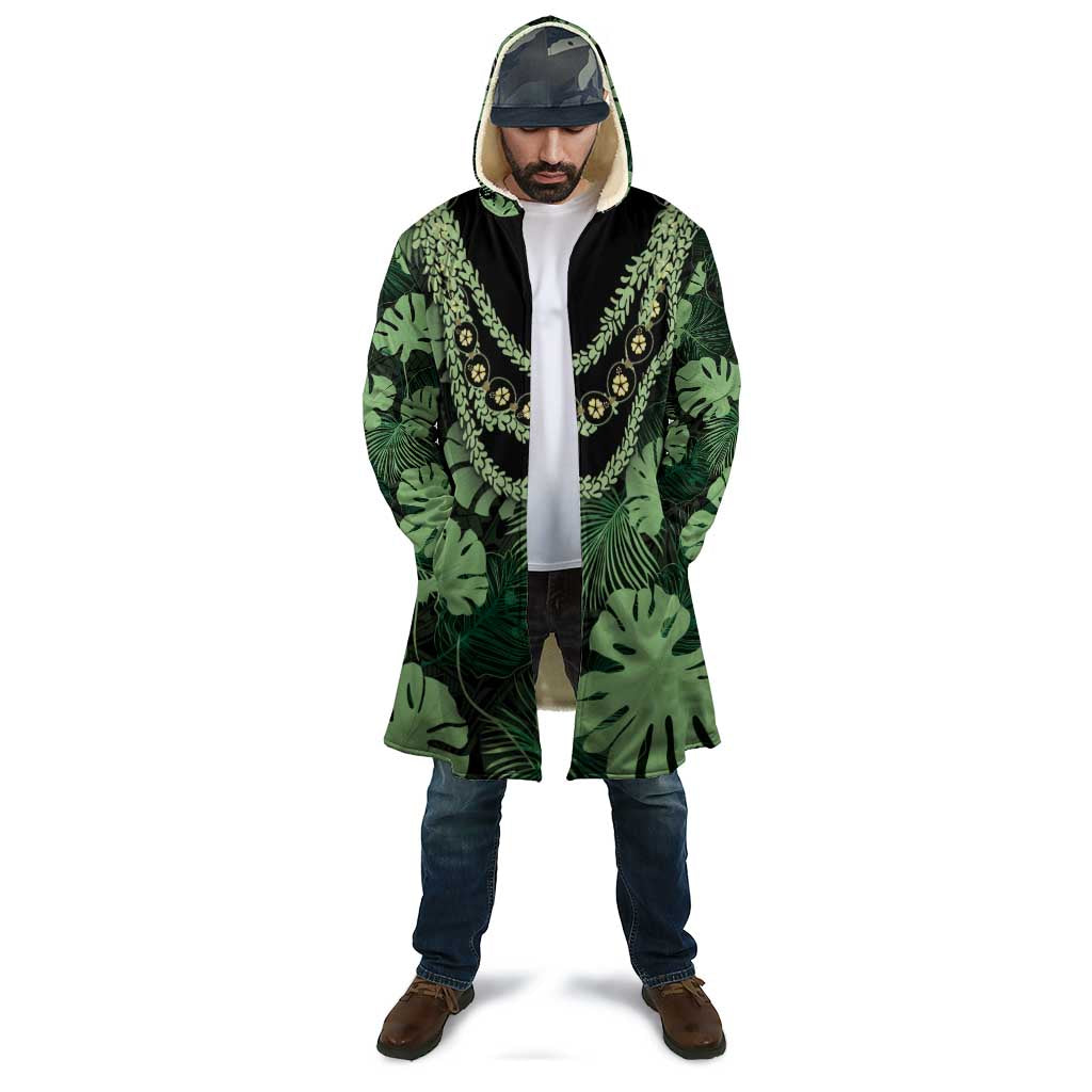 Green Hawaii Kukui Nut Lei Cloak Hawaiian Pattern Monstera Tropical Vibes - Polynesian Pride