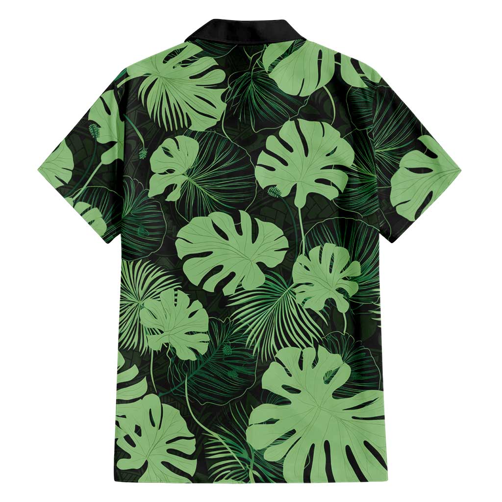 Green Hawaii Kukui Nut Lei Family Matching Off The Shoulder Long Sleeve Dress and Hawaiian Shirt Hawaiian Pattern Monstera Tropical Vibes LT14 - Polynesian Pride