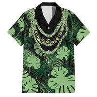 Green Hawaii Kukui Nut Lei Family Matching Off Shoulder Short Dress and Hawaiian Shirt Hawaiian Pattern Monstera Tropical Vibes LT14 Dad's Shirt - Short Sleeve Green - Polynesian Pride