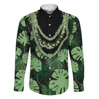 Green Hawaii Kukui Nut Lei Family Matching Puletasi and Hawaiian Shirt Hawaiian Pattern Monstera Tropical Vibes - Polynesian Pride