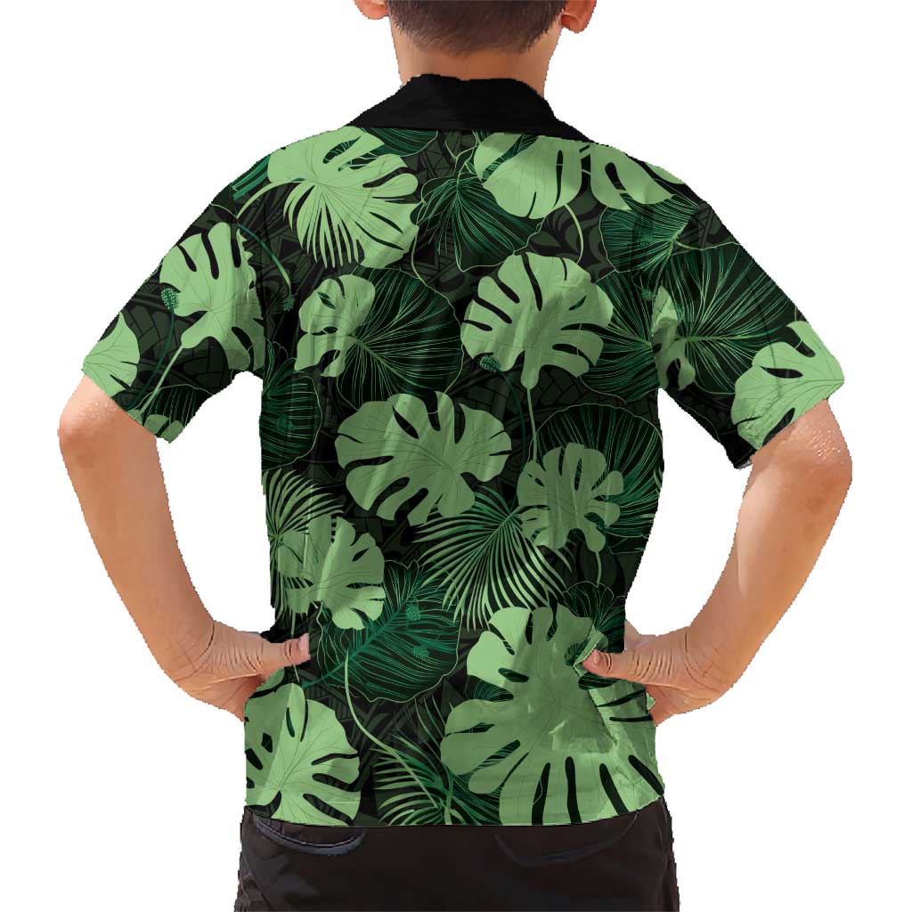 Green Hawaii Kukui Nut Lei Family Matching Summer Maxi Dress and Hawaiian Shirt Hawaiian Pattern Monstera Tropical Vibes LT14 - Polynesian Pride