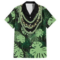 Green Hawaii Kukui Nut Lei Hawaiian Shirt Hawaiian Pattern Monstera Tropical Vibes - Polynesian Pride