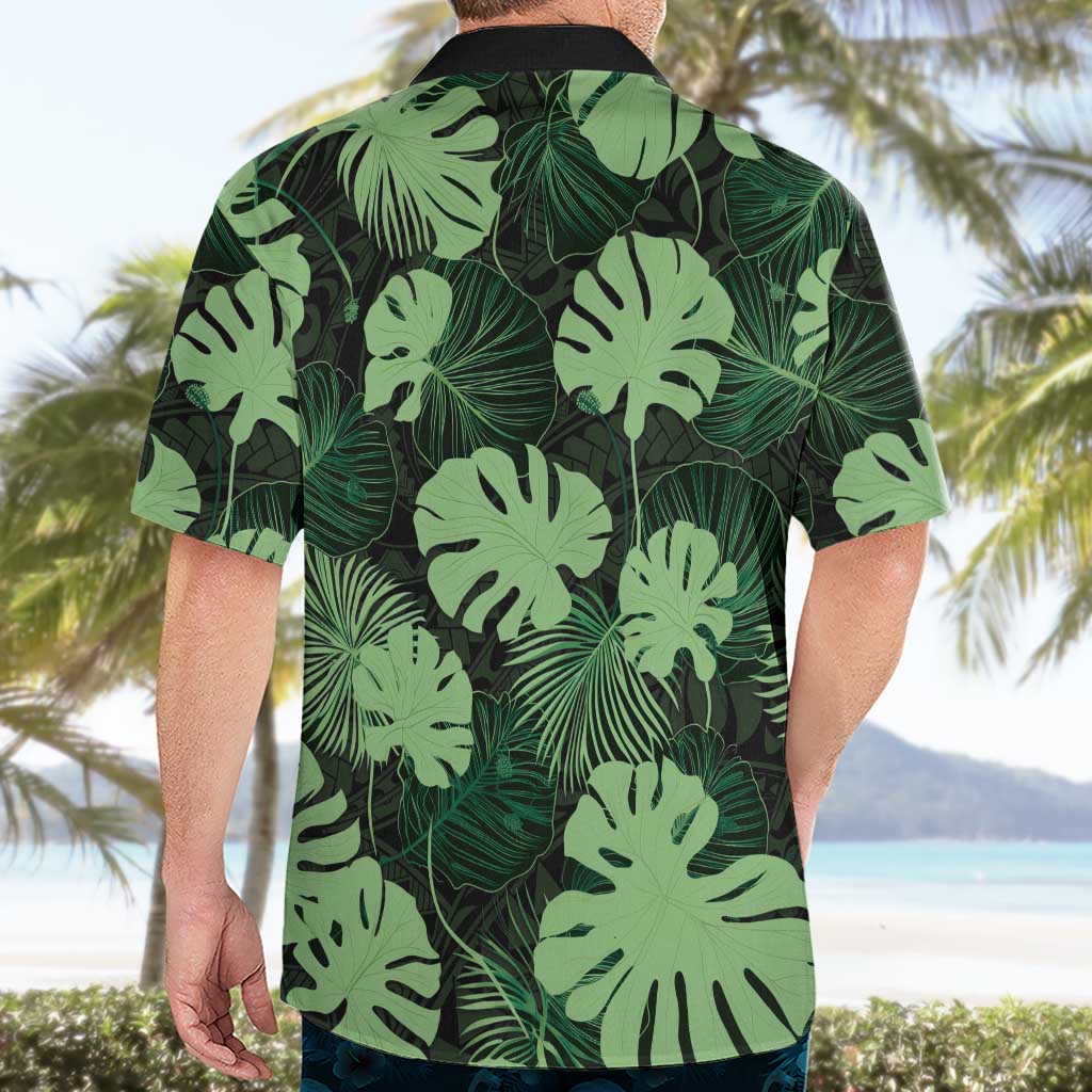 Green Hawaii Kukui Nut Lei Hawaiian Shirt Hawaiian Pattern Monstera Tropical Vibes - Polynesian Pride