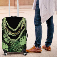 Green Hawaii Kukui Nut Lei Luggage Cover Hawaiian Pattern Monstera Tropical Vibes LT14 Green - Polynesian Pride