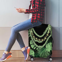 Green Hawaii Kukui Nut Lei Luggage Cover Hawaiian Pattern Monstera Tropical Vibes LT14 - Polynesian Pride