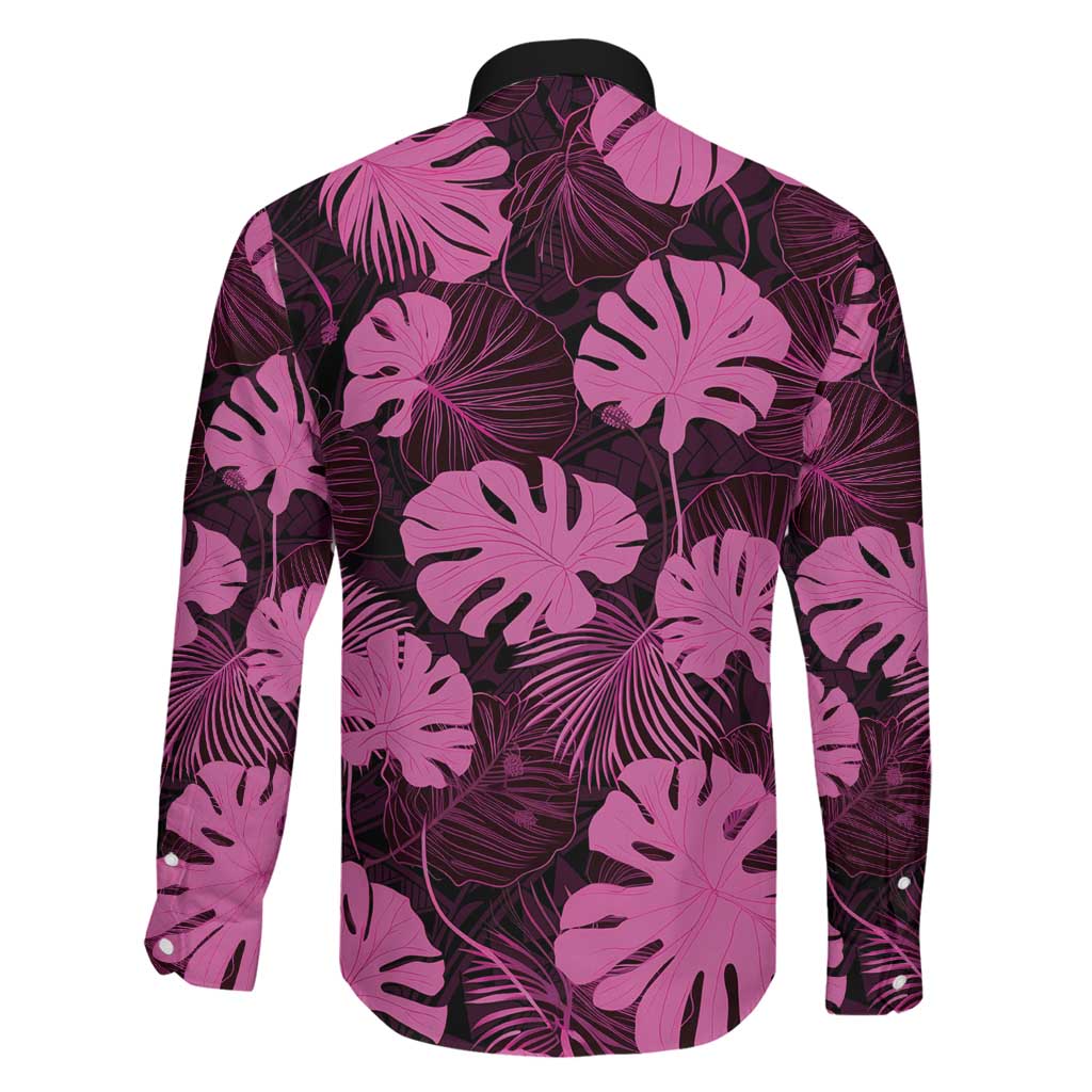 Pink Hawaii Kukui Nut Lei Family Matching Off Shoulder Maxi Dress and Hawaiian Shirt Hawaiian Pattern Monstera Tropical Vibes LT14 - Polynesian Pride