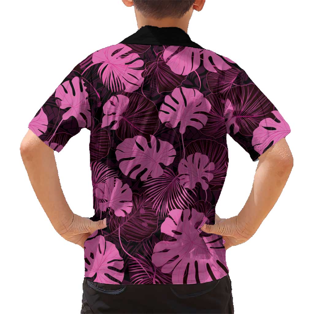 Pink Hawaii Kukui Nut Lei Family Matching Off Shoulder Short Dress and Hawaiian Shirt Hawaiian Pattern Monstera Tropical Vibes LT14 - Polynesian Pride