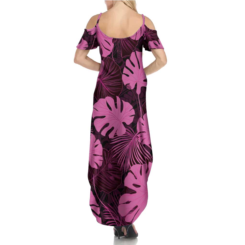 Pink Hawaii Kukui Nut Lei Family Matching Summer Maxi Dress and Hawaiian Shirt Hawaiian Pattern Monstera Tropical Vibes LT14 - Polynesian Pride