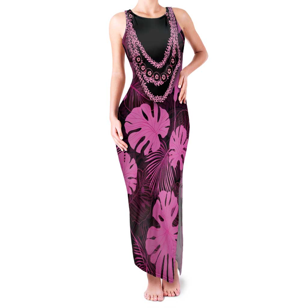 Pink Hawaii Kukui Nut Lei Family Matching Tank Maxi Dress and Hawaiian Shirt Hawaiian Pattern Monstera Tropical Vibes LT14 Mom's Dress Pink - Polynesian Pride
