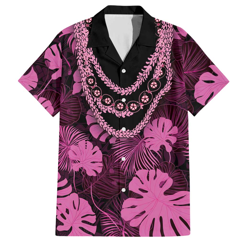 Pink Hawaii Kukui Nut Lei Hawaiian Shirt Hawaiian Pattern Monstera Tropical Vibes - Polynesian Pride