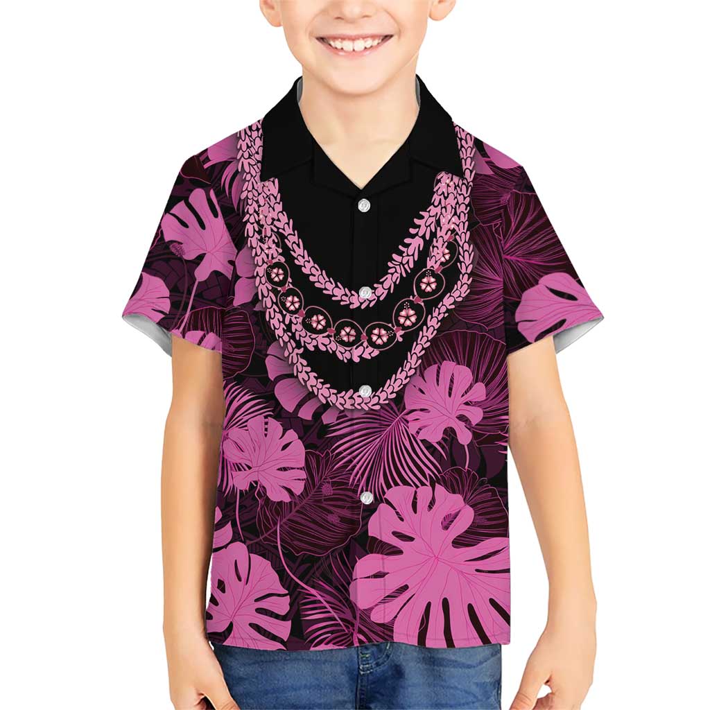 Pink Hawaii Kukui Nut Lei Hawaiian Shirt Hawaiian Pattern Monstera Tropical Vibes - Polynesian Pride
