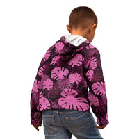 Pink Hawaii Kukui Nut Lei Kid Hoodie Hawaiian Pattern Monstera Tropical Vibes LT14 - Polynesian Pride