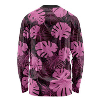 Pink Hawaii Kukui Nut Lei Long Sleeve Shirt Hawaiian Pattern Monstera Tropical Vibes - Polynesian Pride