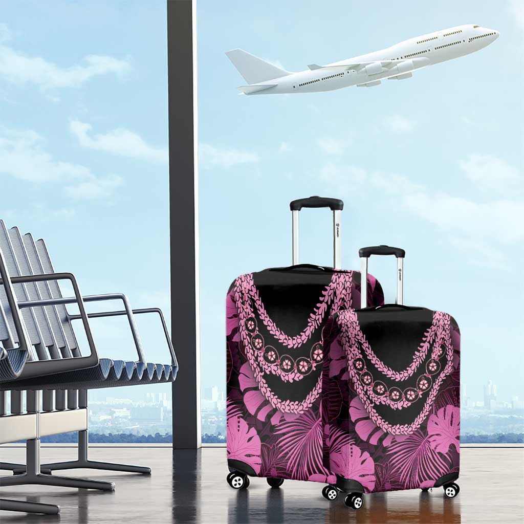 Pink Hawaii Kukui Nut Lei Luggage Cover Hawaiian Pattern Monstera Tropical Vibes LT14 - Polynesian Pride