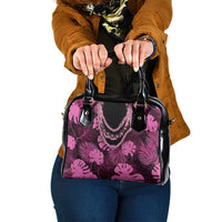 Pink Hawaii Kukui Nut Lei Shoulder Handbag Hawaiian Pattern Monstera Tropical Vibes - Polynesian Pride