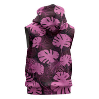 Pink Hawaii Kukui Nut Lei Sleeveless Hoodie Hawaiian Pattern Monstera Tropical Vibes LT14 - Polynesian Pride