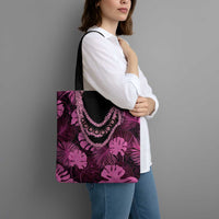 Pink Hawaii Kukui Nut Lei Tote Bag Hawaiian Pattern Monstera Tropical Vibes LT14 - Polynesian Pride
