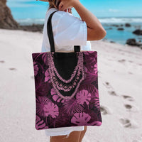 Pink Hawaii Kukui Nut Lei Tote Bag Hawaiian Pattern Monstera Tropical Vibes LT14 - Polynesian Pride