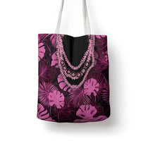 Pink Hawaii Kukui Nut Lei Tote Bag Hawaiian Pattern Monstera Tropical Vibes LT14 - Polynesian Pride
