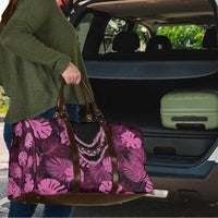 Pink Hawaii Kukui Nut Lei Travel Bag Hawaiian Pattern Monstera Tropical Vibes - Polynesian Pride