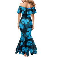 Blue Hawaii Kukui Nut Lei Family Matching Mermaid Dress and Hawaiian Shirt Hawaiian Pattern Monstera Tropical Vibes LT14 - Polynesian Pride