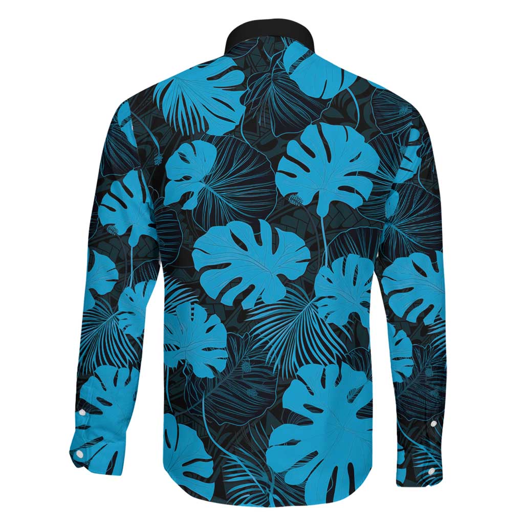Blue Hawaii Kukui Nut Lei Family Matching Off Shoulder Maxi Dress and Hawaiian Shirt Hawaiian Pattern Monstera Tropical Vibes - Polynesian Pride