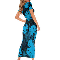 Blue Hawaii Kukui Nut Lei Family Matching Short Sleeve Bodycon Dress and Hawaiian Shirt Hawaiian Pattern Monstera Tropical Vibes LT14 - Polynesian Pride