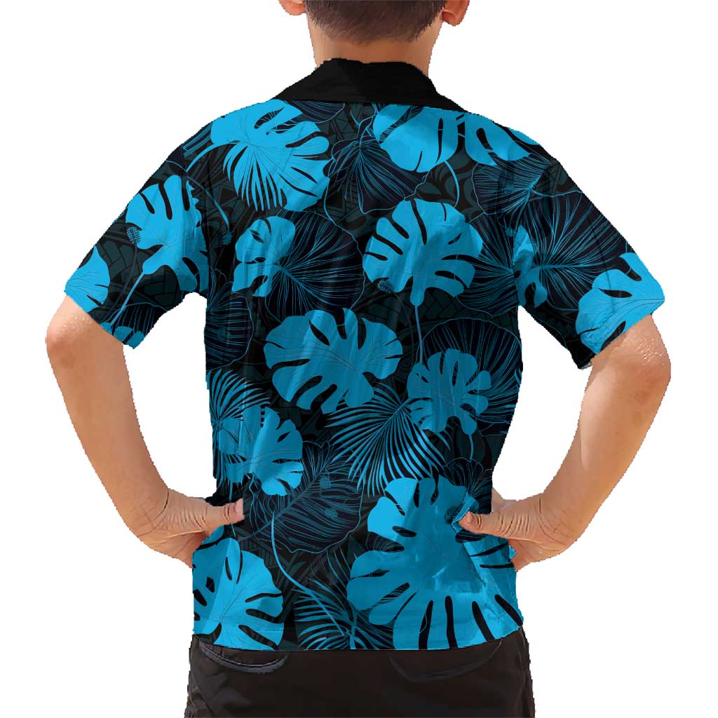 Blue Hawaii Kukui Nut Lei Family Matching Tank Maxi Dress and Hawaiian Shirt Hawaiian Pattern Monstera Tropical Vibes - Polynesian Pride