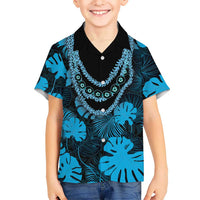 Blue Hawaii Kukui Nut Lei Family Matching Tank Maxi Dress and Hawaiian Shirt Hawaiian Pattern Monstera Tropical Vibes - Polynesian Pride