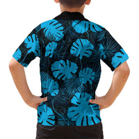 Blue Hawaii Kukui Nut Lei Kid Hawaiian Shirt Hawaiian Pattern Monstera Tropical Vibes - Polynesian Pride