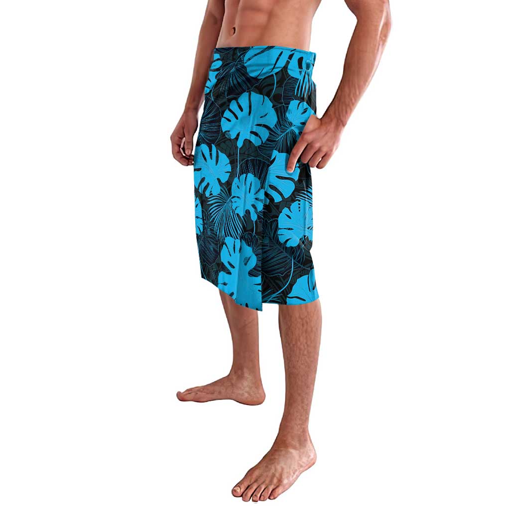 Blue Hawaii Kukui Nut Lei Lavalava Hawaiian Pattern Monstera Tropical Vibes - Polynesian Pride