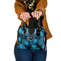 Blue Hawaii Kukui Nut Lei Shoulder Handbag Hawaiian Pattern Monstera Tropical Vibes - Polynesian Pride