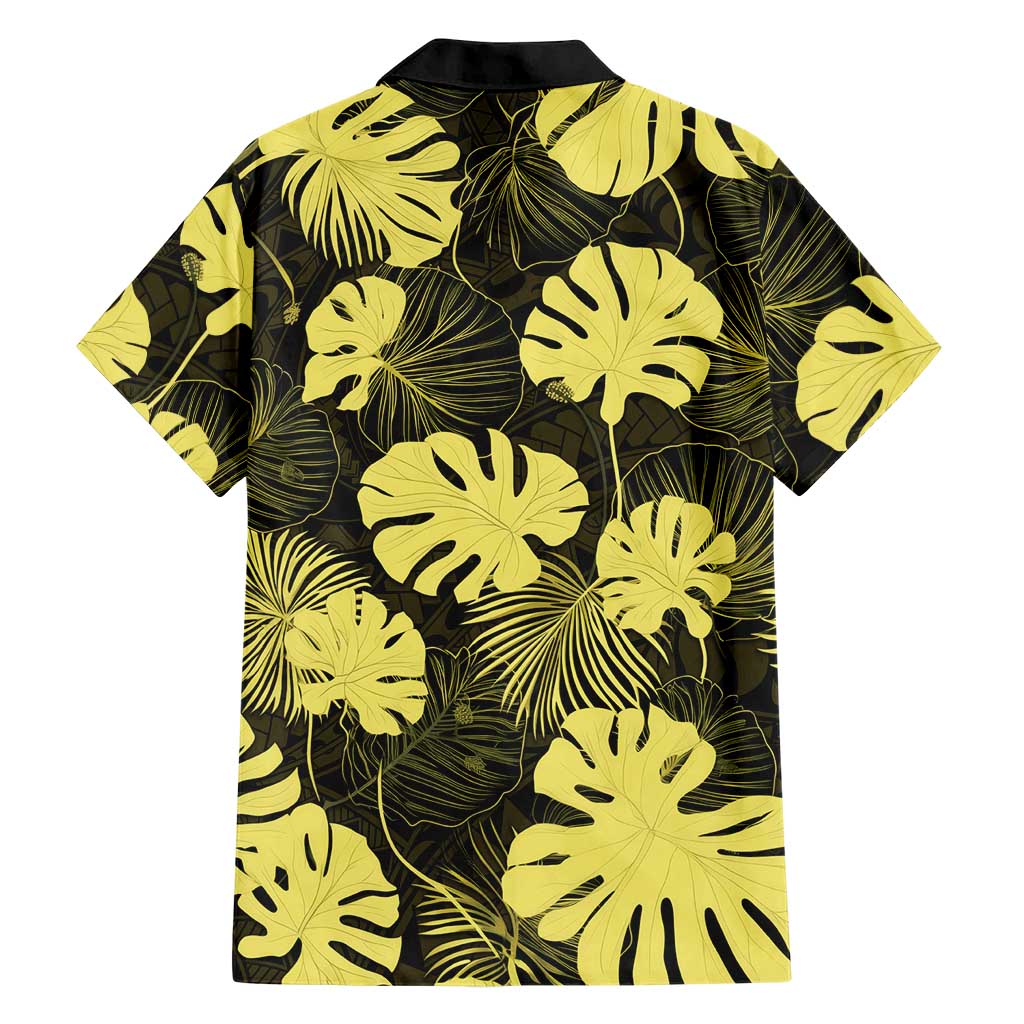 Yellow Hawaii Kukui Nut Lei Family Matching Short Sleeve Bodycon Dress and Hawaiian Shirt Hawaiian Pattern Monstera Tropical Vibes LT14 - Polynesian Pride