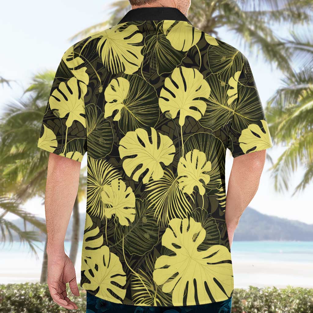 Yellow Hawaii Kukui Nut Lei Hawaiian Shirt Hawaiian Pattern Monstera Tropical Vibes - Polynesian Pride