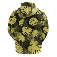 Yellow Hawaii Kukui Nut Lei Zip Hoodie Hawaiian Pattern Monstera Tropical Vibes LT14 - Polynesian Pride