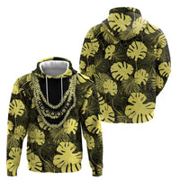 Yellow Hawaii Kukui Nut Lei Zip Hoodie Hawaiian Pattern Monstera Tropical Vibes LT14 - Polynesian Pride