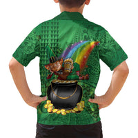 Hawaii Saint Patrick's Day Family Matching Puletasi and Hawaiian Shirt Funny Leprechaun With Pot Of Gold - Polynesian Tattoo LT14 - Polynesian Pride
