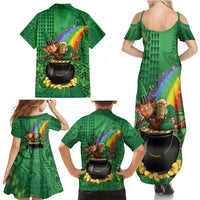 Hawaii Saint Patrick's Day Family Matching Summer Maxi Dress and Hawaiian Shirt Funny Leprechaun With Pot Of Gold - Polynesian Tattoo LT14 - Polynesian Pride