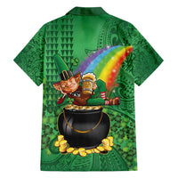 Hawaii Saint Patrick's Day Family Matching Summer Maxi Dress and Hawaiian Shirt Funny Leprechaun With Pot Of Gold - Polynesian Tattoo LT14 - Polynesian Pride