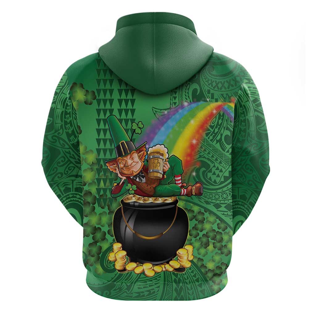 Hawaii Saint Patrick's Day Hoodie Funny Leprechaun With Pot Of Gold - Polynesian Tattoo LT14 - Polynesian Pride
