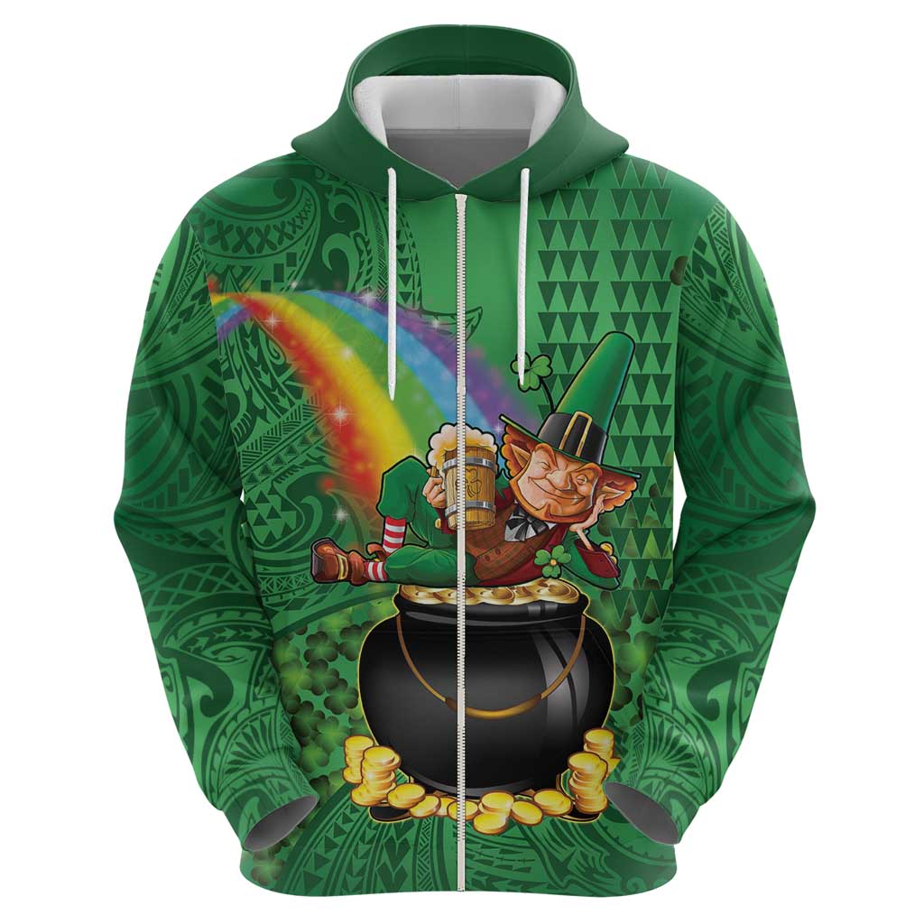 Hawaii Saint Patrick's Day Hoodie Funny Leprechaun With Pot Of Gold - Polynesian Tattoo LT14 - Polynesian Pride