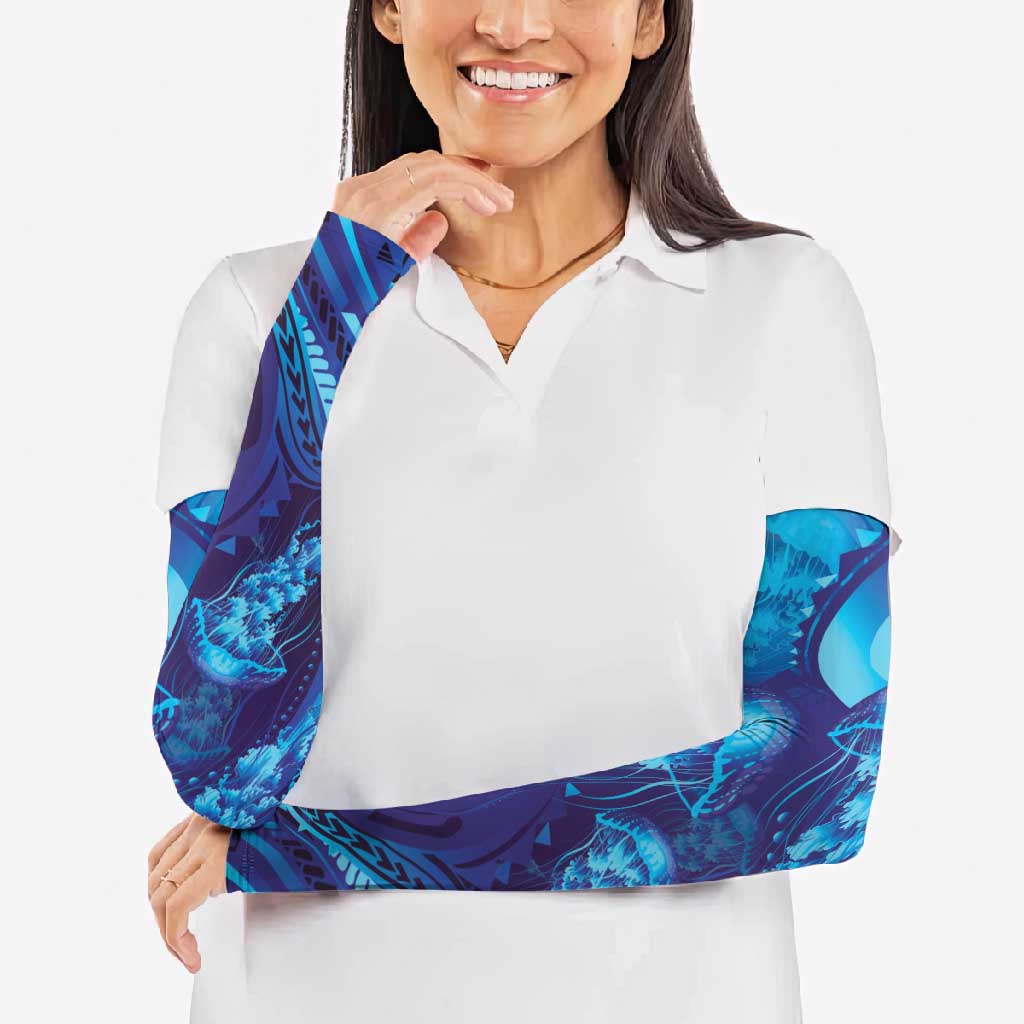 Purple Paradise Polynesia Jellyfish Arm Sleeves Plumeria Polynesian Tattoo Glowing Vibes