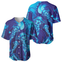 Purple Paradise Polynesia Jellyfish Baseball Jersey Plumeria Polynesian Tattoo Glowing Vibes