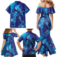 Purple Paradise Polynesia Jellyfish Family Matching Mermaid Dress and Hawaiian Shirt Plumeria Polynesian Tattoo Glowing Vibes LT14 - Polynesian Pride