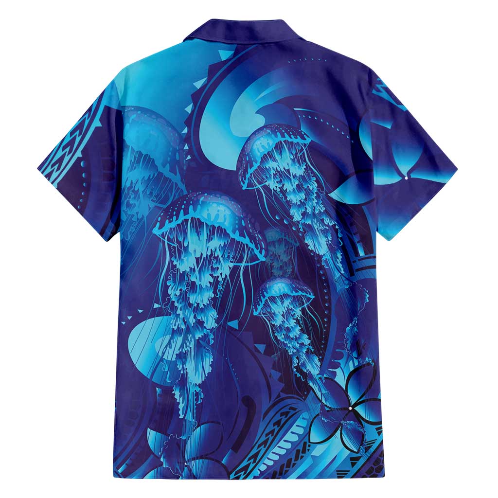 Purple Paradise Polynesia Jellyfish Family Matching Short Sleeve Bodycon Dress and Hawaiian Shirt Plumeria Polynesian Tattoo Glowing Vibes LT14 - Polynesian Pride