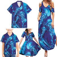 Purple Paradise Polynesia Jellyfish Family Matching Summer Maxi Dress and Hawaiian Shirt Plumeria Polynesian Tattoo Glowing Vibes LT14 - Polynesian Pride
