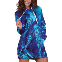 Purple Paradise Polynesia Jellyfish Hoodie Dress Plumeria Polynesian Tattoo Glowing Vibes LT14 Purple - Polynesian Pride
