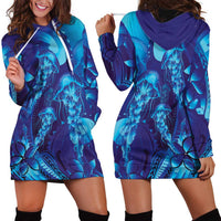 Purple Paradise Polynesia Jellyfish Hoodie Dress Plumeria Polynesian Tattoo Glowing Vibes LT14 - Polynesian Pride