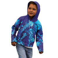 Purple Paradise Polynesia Jellyfish Kid Hoodie Plumeria Polynesian Tattoo Glowing Vibes